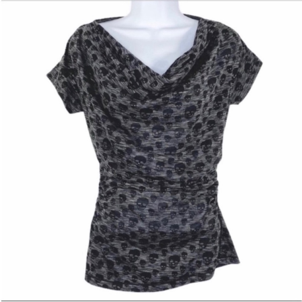 CHELSEA & VIOLET Skulls cowl neck top S